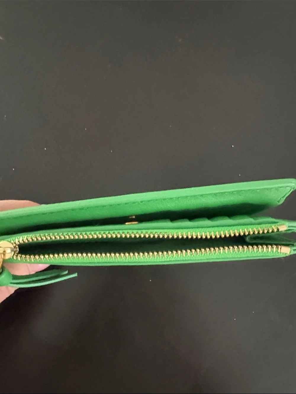 Tory Burch Bright Green Scalloped Zip Wallet